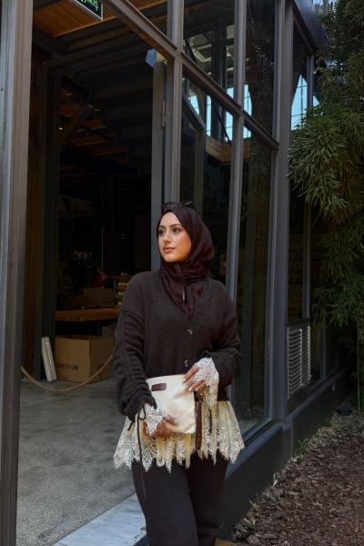 Dantel Hırka Kahverengi