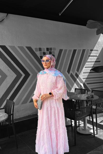 Saçaklı Elbise Pembe